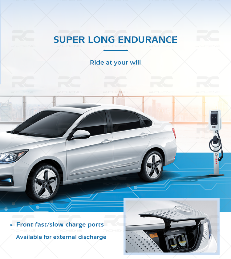 Left Hand Drive China Electric Vehicle Dongfeng E70 Sedan Green & White Color Max Range 433km