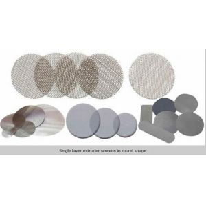 Circle extruder screens in single or multilayer keep particles out/filter disc