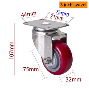 EDL 3Inch Stainless Steel Medium Duty Caster With Red Wheel Loading 150Kg S543P