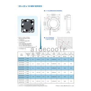Moistureproof Cooling Fan 12 Volt DC 25x25x10mm 0.6W-1.44W Sturdy