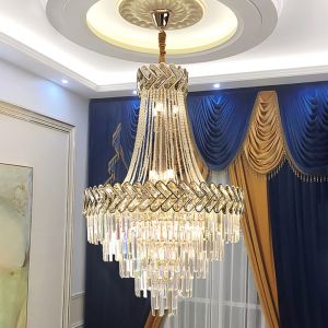Cheap Modern Crystal Chandelier Lighting High Quality Staircase Gold Led Hanging Lamp(WH-CY-158) for sale