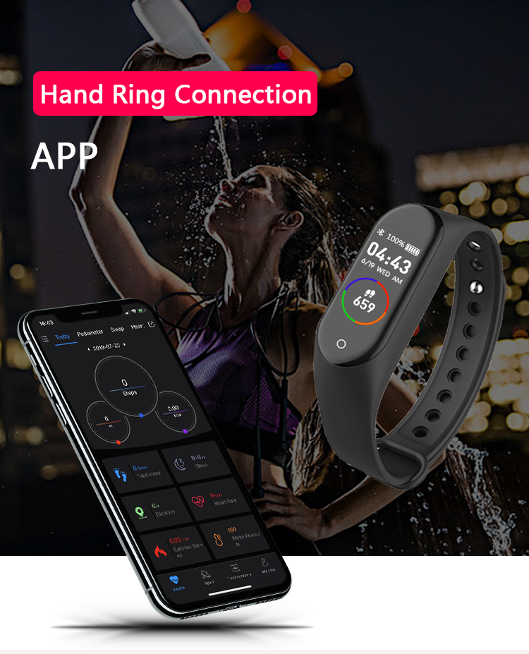 Low-Power Body Temperature Heart Rate Sports Bracelet Single Touch M4 For Xiaomi Smart Watch