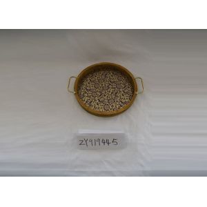 Retro Wooden Bottom Metal Handle MDF Round Food Tray
