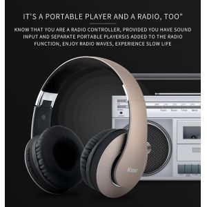 Bluetooth Headphones, Portable Stereo Wireless Headset with Mic Over-Ear Noise