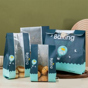 China Golden Kraft Paper Bag With Window For Homemade Bread Logo Customized Logo CANDY on sale