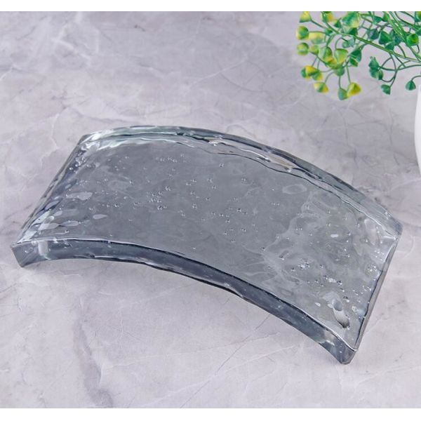 8x8x4 Clear Hot Fused Glass Tile Solid Crystal Fireproof Decorative Cast