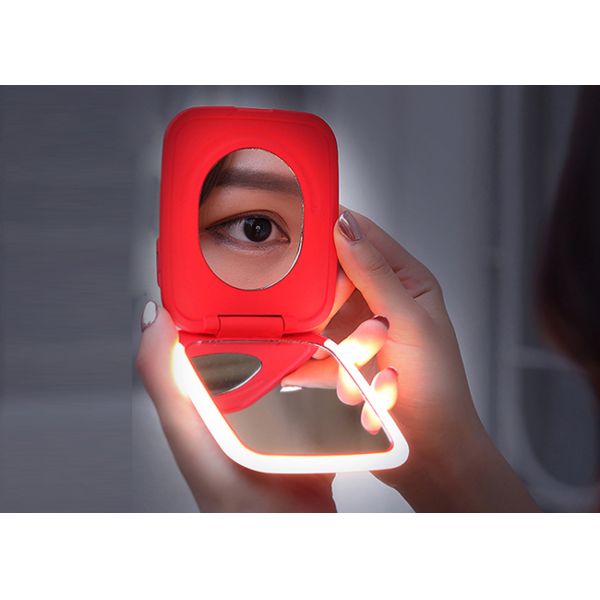 LED Compact Power Bank Mirror , 1 X 5 Magnified Mirror Power Bank 6000mAh Battery