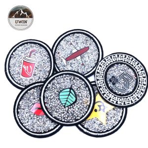 Buy cheap Multi Color Custom Made Embroidered Patches With Quicksand Rhinestone from wholesalers