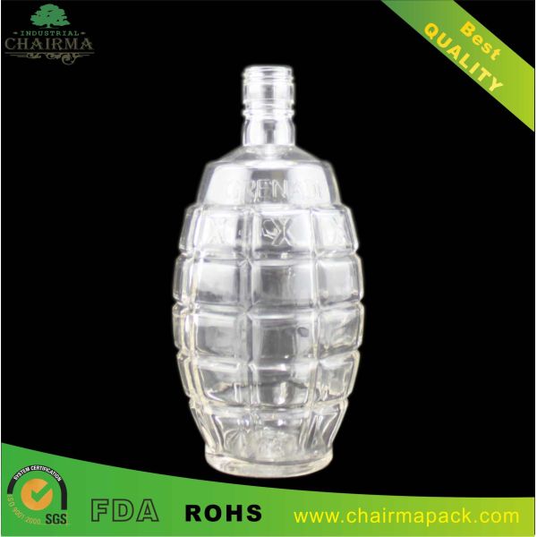 Quality High-end grenade-shape Glass Bottle for Vodka or Whisky wholesale