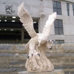 China BLVE White Marble Eagle Statues Stone Garden Animal Hawk Sculpture Large Home Decor Outdoor on sale