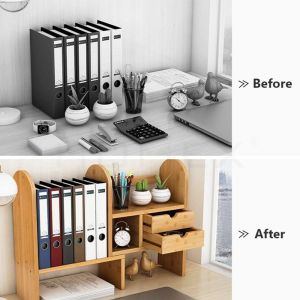 Office Organizer Customized Logo Multifunctional Design Bamboo Wall Counter