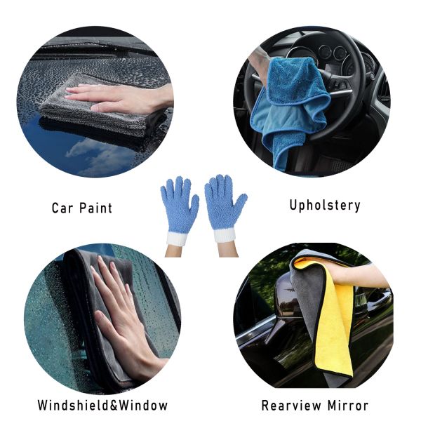 Fluffy Car Detailing Tools 15x25cm Soft Microfiber Finger Glove Elastic Tape Sleeve