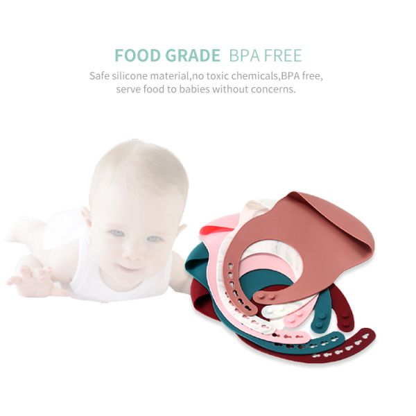 Toddler Feeding Silicone Baby Bib BPA Free Soft With Food Catcher