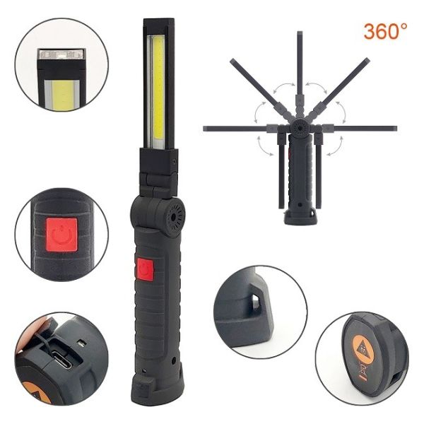 Rechargeable Craftsman LED Work Lights 360 Deg Free Rotating 3W COB LED Work