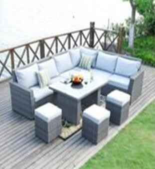 Quality L Shape Sectional Rattan Outdoor Furniture Sofa Dining Sets With Ottoman wholesale
