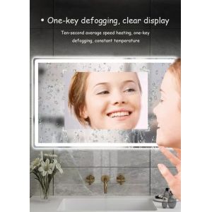 Square Wall Mounted LED Bathroom Mirror with Lights 3000-6000K Dimming Anti-Fog