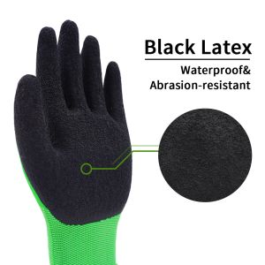 Durable 13 Gauge Polyester Black Latex Work Gloves Anti Slip Abrasion Resistant