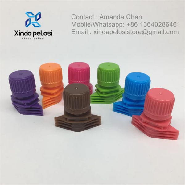 Quality Plastic Pouches For Liquids Colorful Plastic Spout And Cap For Milk Tea Poackaging wholesale