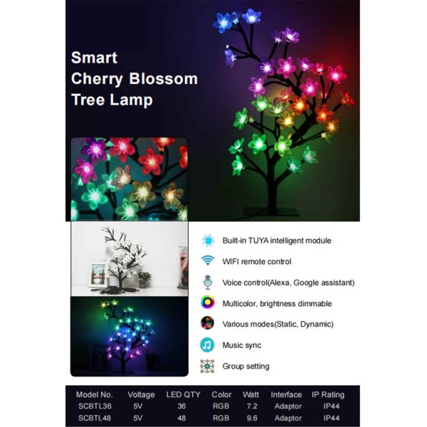 Smart Wi-Fi Ambience Lighting Table Lamp Bosain Tree Lamp Dimmable Bedroom Alexa Bedside Night Stand