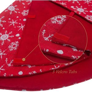 32 Inches Small Christmas Tree Skirt Double Layers Red and White Snow Carpet for