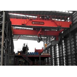 QDY 5-74/20 Ton Double Girder Steel Gantry Crane A7 Double Hook Casting Ladle