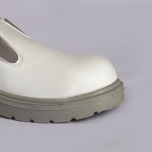 White Safety Boots With Low Cut And Embossed Cow Leather Upper