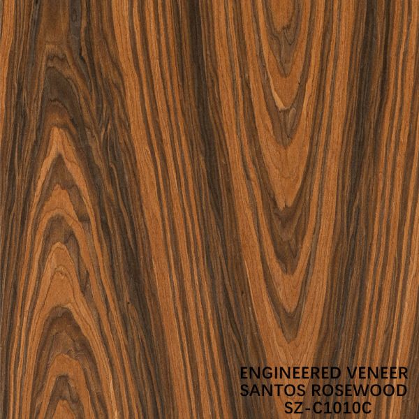 Laminated Santos Rosewood Wood Veneer Crown Grain Thickness Can Be Customized 0