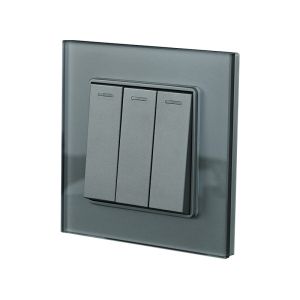 Tempered Glass Panel Plastic button Wall Light Switch Rohs Certificate