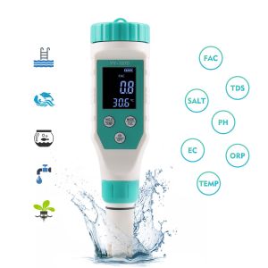 7 - In - 1 Water Quality Tester FAC/pH/ORP/Salinity/TDS/EC/Temp Meter For