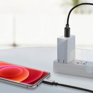 18W 20W Type C To Lightning Cable Nylon Braided Mobile Data Cable