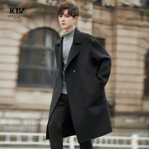 DRIPPING Print Pattern Men's Long Wool Blend Overcoat for Winter Wear in Adults