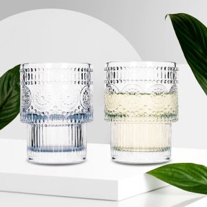 Transparent Coffee Ripple Glassware Ribbed Glass Cups Whiskey Juice Drinking