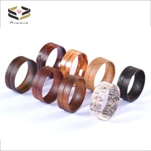 Unisex 6mm 8mm Flat Edge Whiskey Barrel Wood Wooden Ring Cores For Inlay Blank