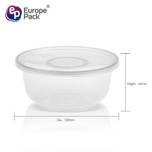 Factory made food bowl 360ml disposable plastic lunch box PP round bowl with lid