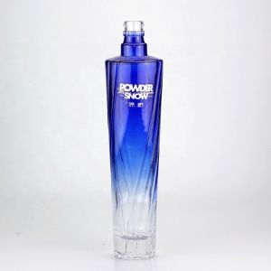 750ml Blue Square Glass Bottle with Gradient Color and Screw Cap Functional Features