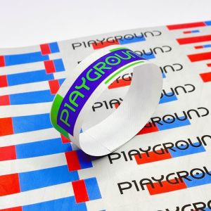 Durable Tyvek Paper Event Wristbands with Bar Coding and Full Color Printing