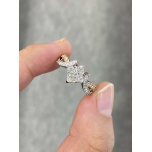 China 1.2ct Princess Cut White Lab Diamond 18K White&Rose Gold Engagement Ring on sale