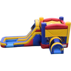 Red Blue Inflatable Jumping Castle With Slide Double Lane Combo