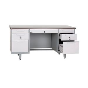 Adjustable Standfoot KD Structure Double Pedestal Steel Office Desk