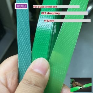 China PET strapping100% PET bottle flake material19mm PET packaging belt PET strapping for brick factories on sale