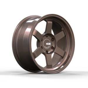 18x8.5 5x108 Deep Dish Wheels OEM Matte Bronze Wheels On Black Car
