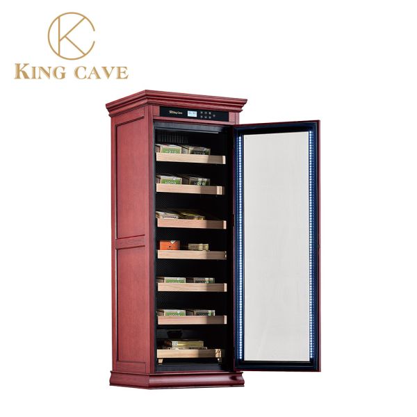 Quality Luxurious Natural Wood Cigar Storage Humidor With LED Light 3 Shelves wholesale