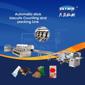 Commercial Chocolate Pocky Stick Biscuit Finger Biscuit Flow Packing Line