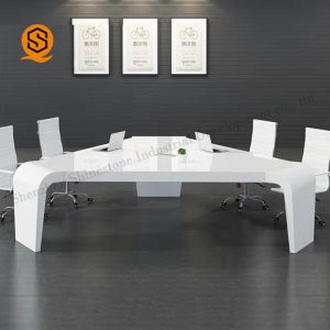 Triangle Shape Solid Surface Conference Table Fire Resistant