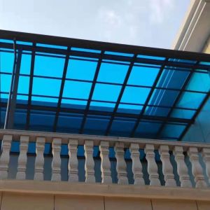 Aluminum Frame And Blue Solid Sheet Roofing DIY Polycarbonate Awning For Homes