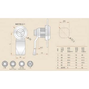MS705 Quarter Turn Cabinet Triangle Cam Lock Use ABB Cabinet Lock