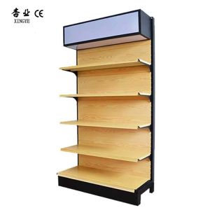 Cheap Stores Wood Grain Shelf Retails Gondola Rack Supermarket Shelf for sale