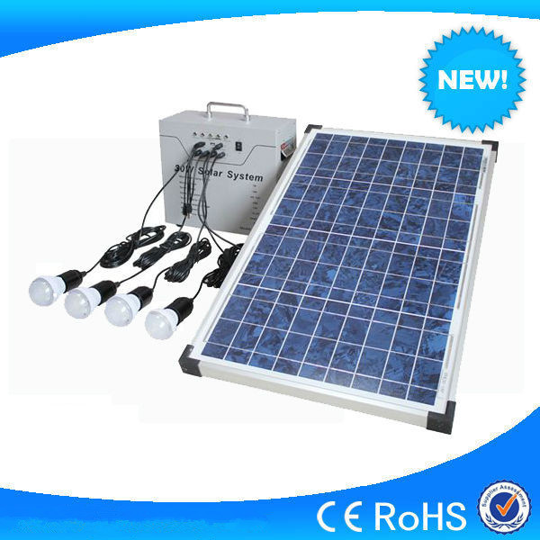 Quality Hot sale 30w small solar system with 4pcs 3w led light, LED lighting solar system wholesale