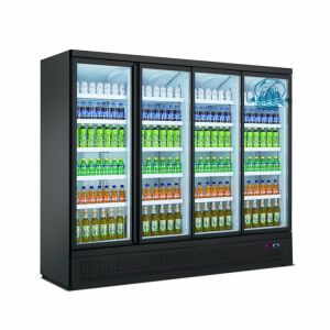 China Upright Beverage Display Cooler Four Glass Door Vertical Showcase Cold Drink/Soft Drink Refrigerator on sale