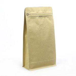 side gusset kraft paper flat bottom tea pouch 1kg coffee packaging zipper bag